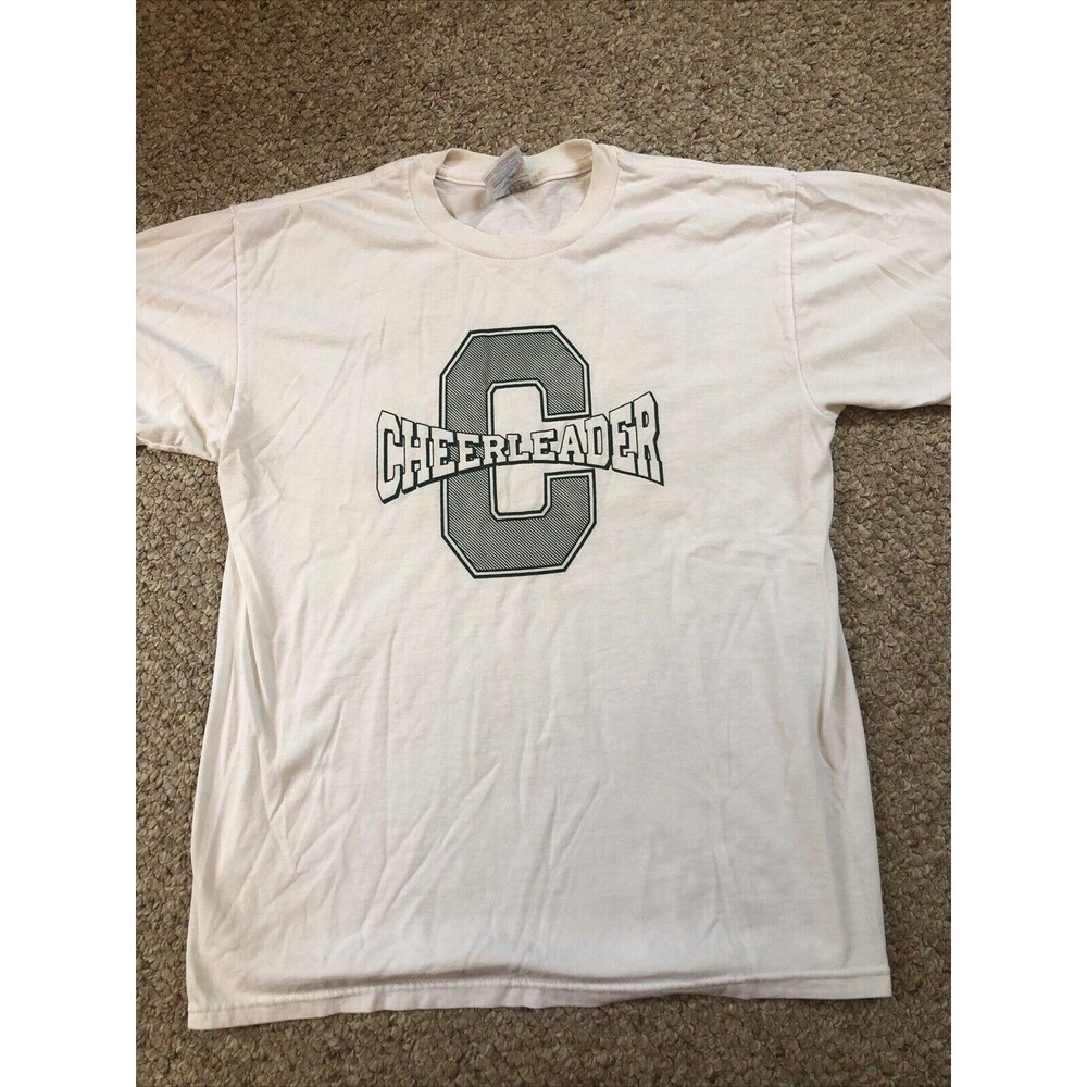 Cheerleader T Shirt Medium White Jerzees Heavy Weight Blend New Castle PA‎